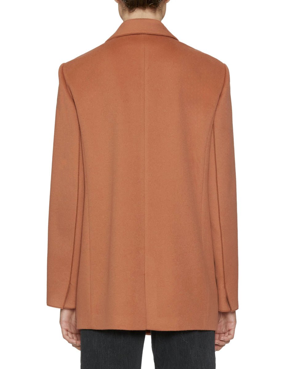 giacca lunga panno lana cashmere salmone - Frida SRL