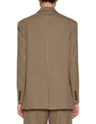 giacca monopetto check moro beige - Frida SRL