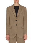 giacca monopetto check moro beige - Frida SRL