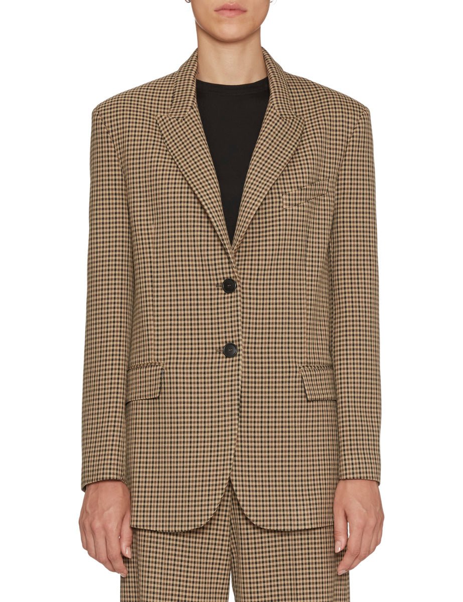 giacca monopetto check moro beige - Frida SRL