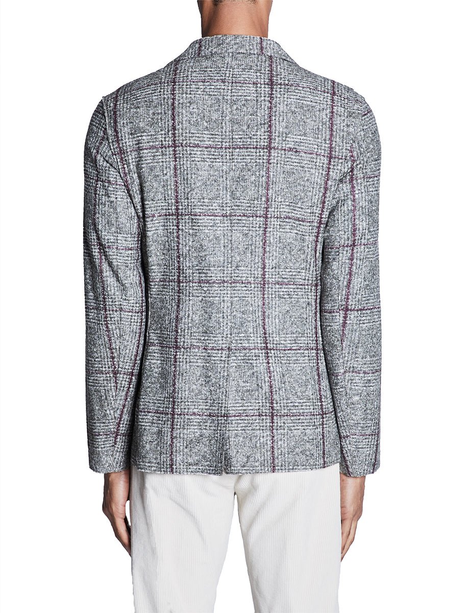 giacca monopetto checks militare bordeaux - bob - giacca