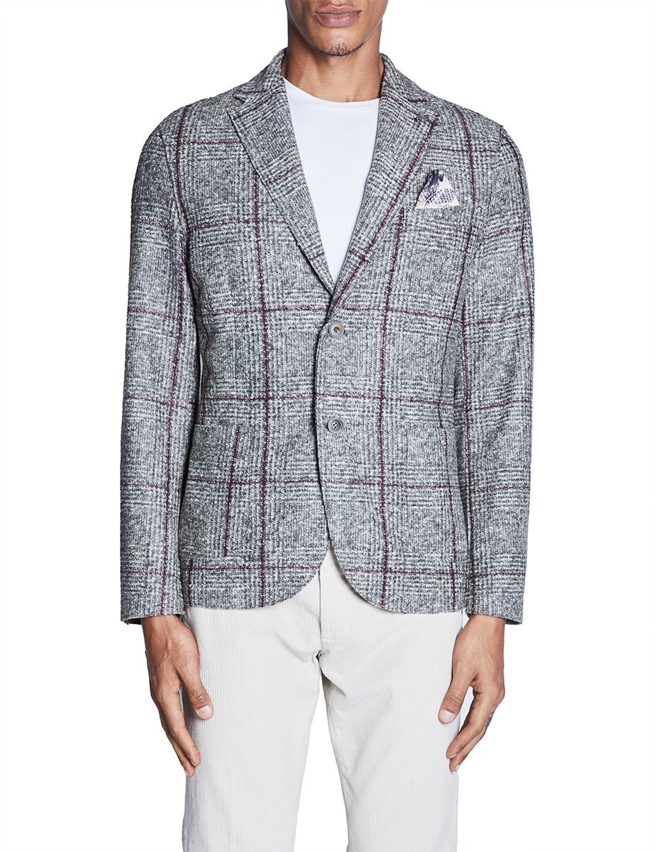 giacca monopetto checks militare bordeaux - bob - giacca