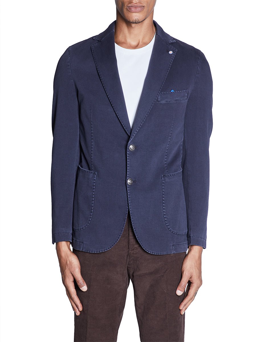 giacca monopetto cotone blu - bharnaba - giacca