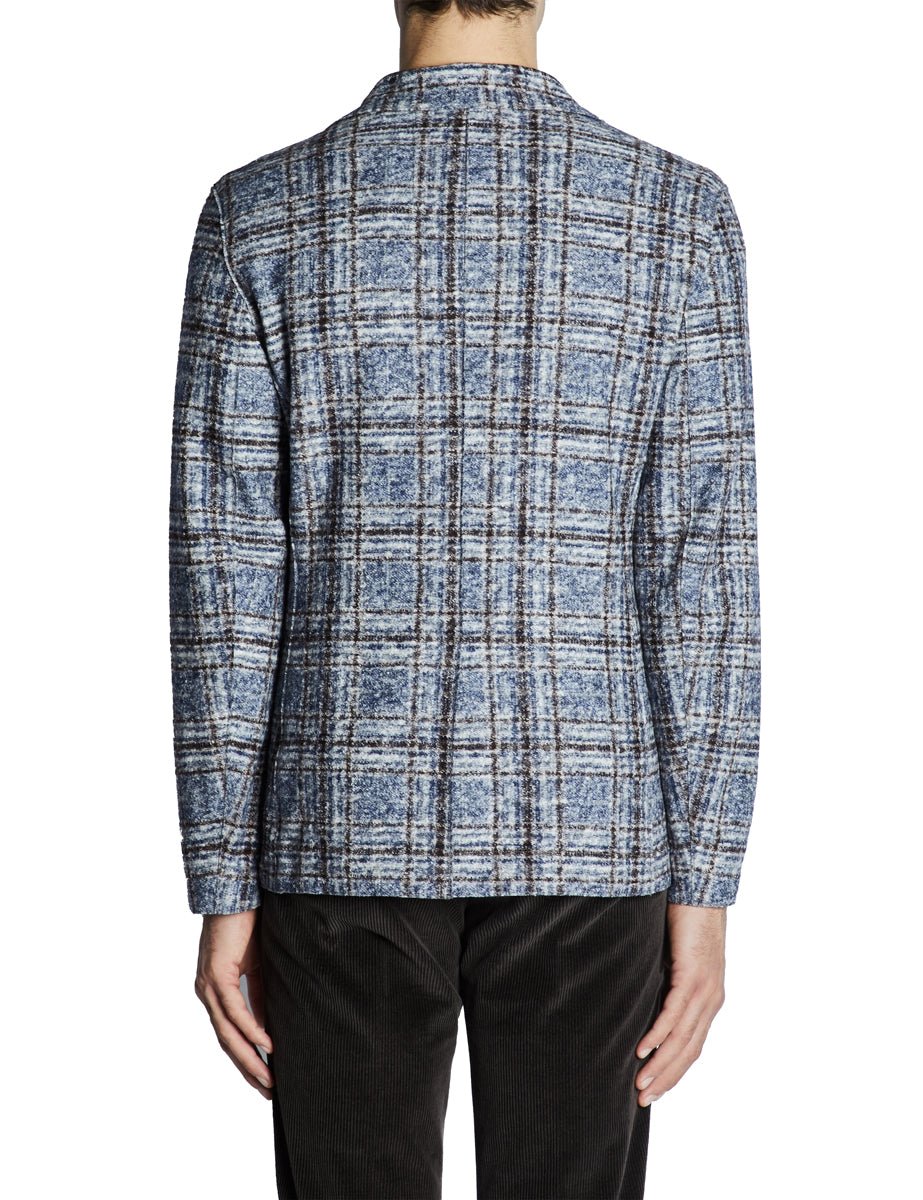 giacca monopetto fantasia quadri blu moro - bob - blazer