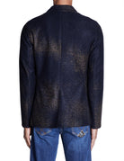 giacca monopetto maglia fantasia blu verde - bob - giacca