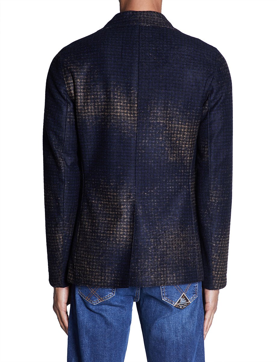 giacca monopetto maglia fantasia blu verde - bob - giacca