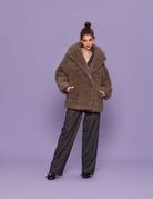 giacca orsetto stucco - blufrida - pelliccia