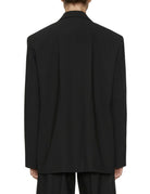 giacca over gessato fresco lana nero - Frida SRL