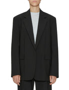 giacca over gessato fresco lana nero - Frida SRL