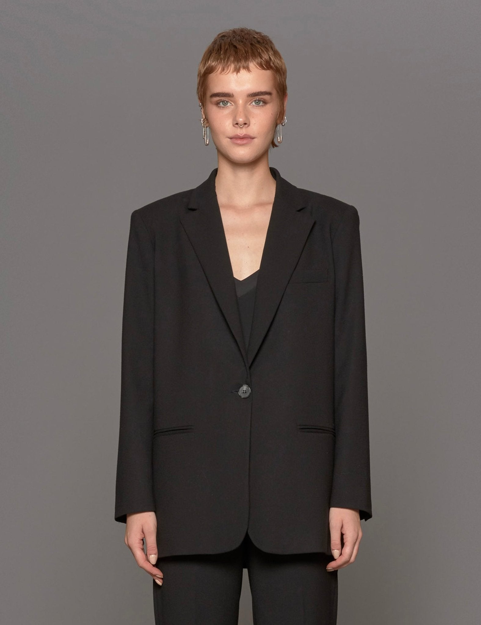 giacca over mano flanella nero - blufrida - blazer