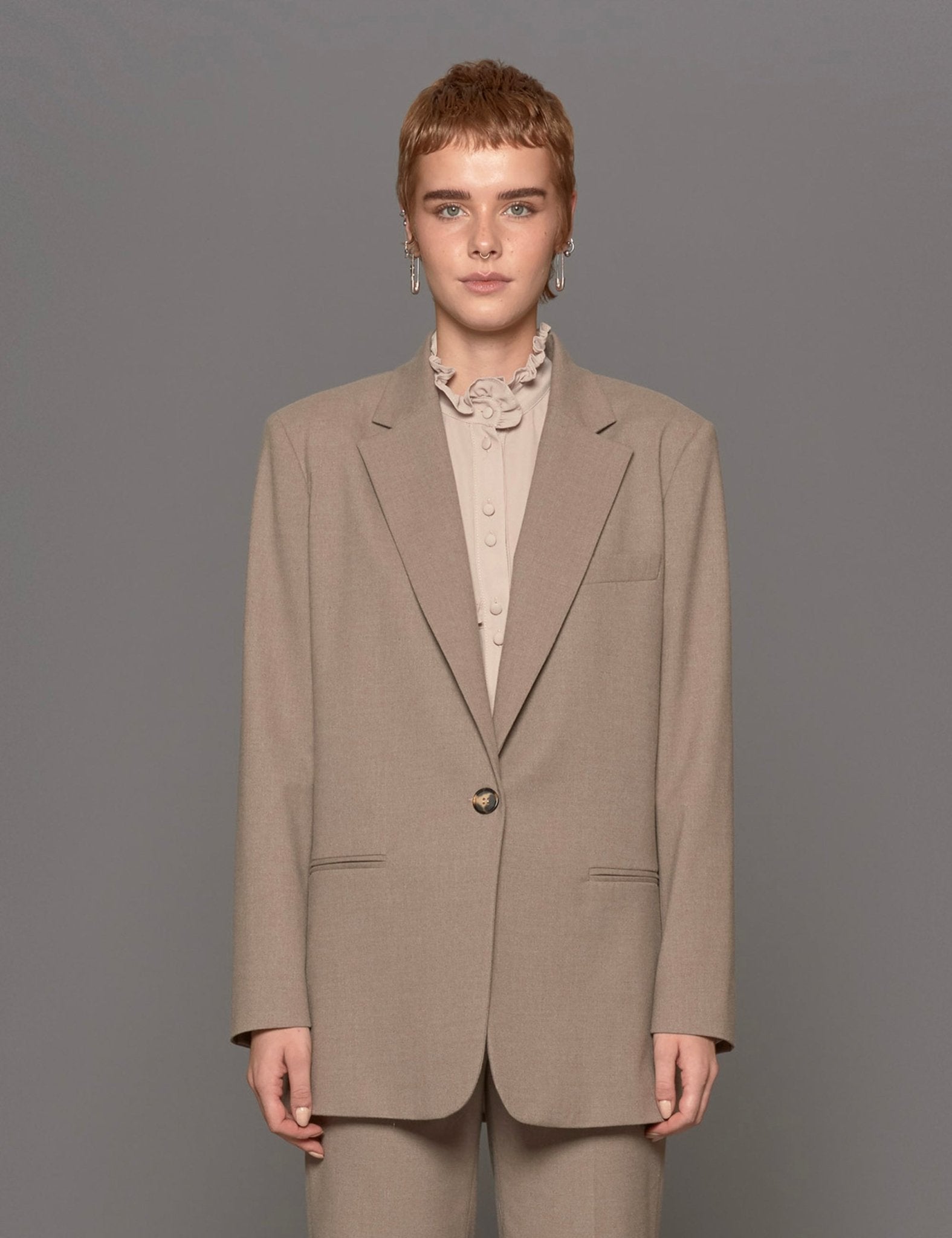 giacca over mano flanella taupe - blufrida - blazer