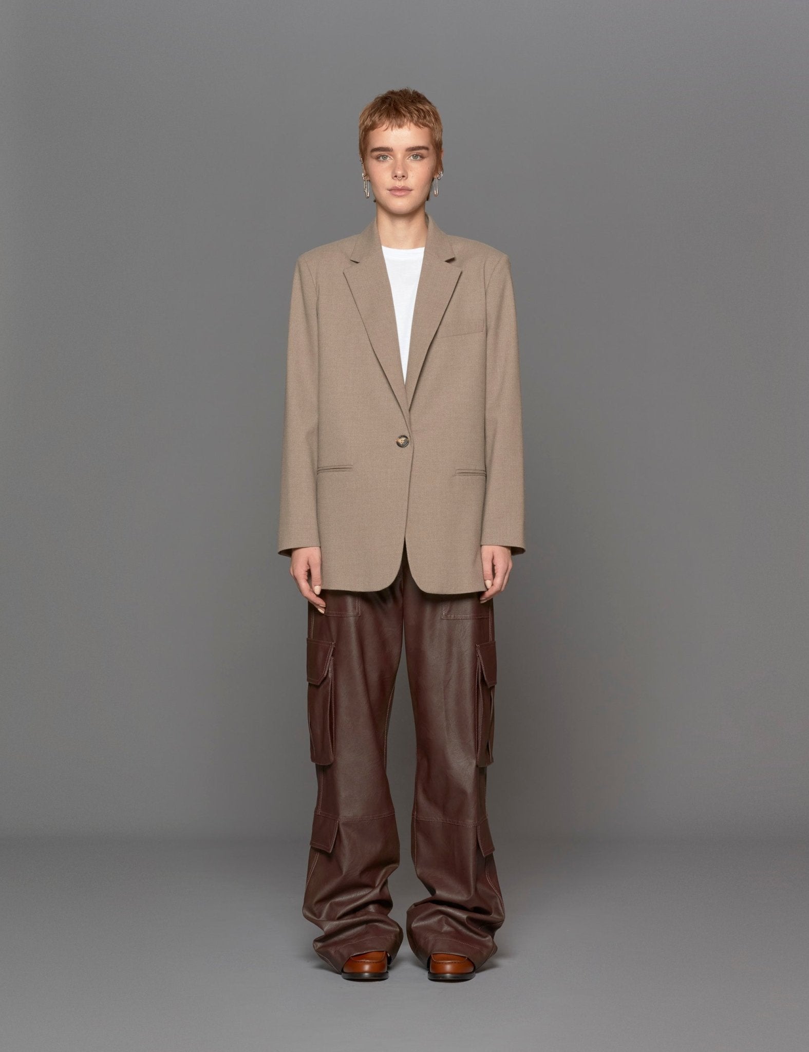 giacca over mano flanella taupe - blufrida - blazer