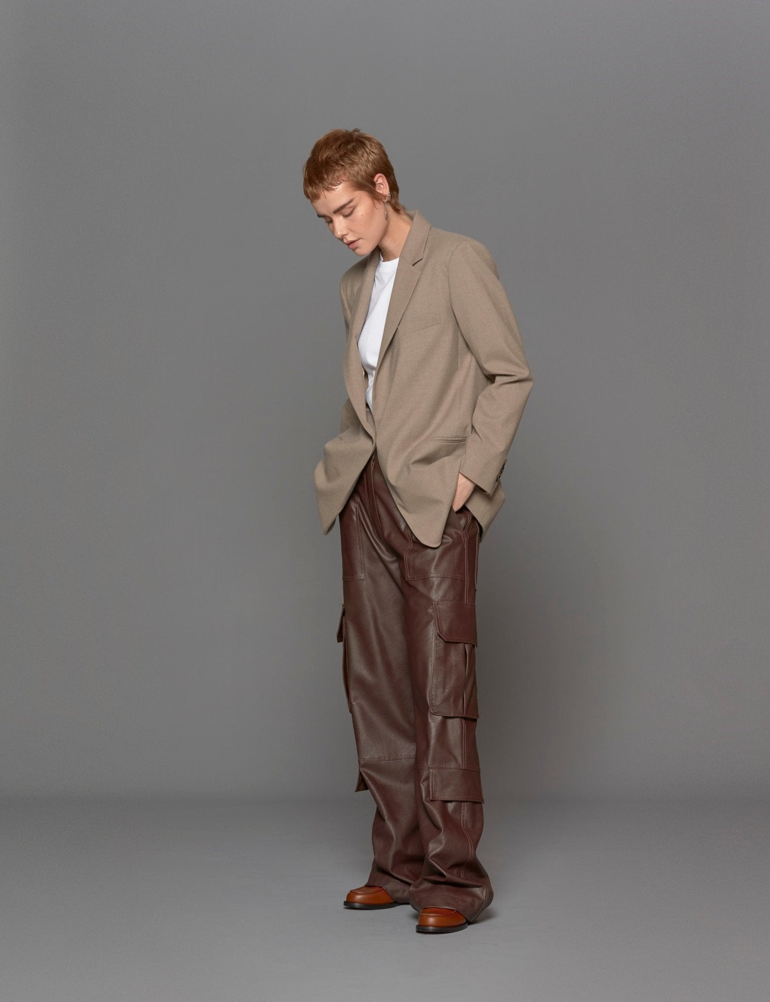 giacca over mano flanella taupe - blufrida - blazer