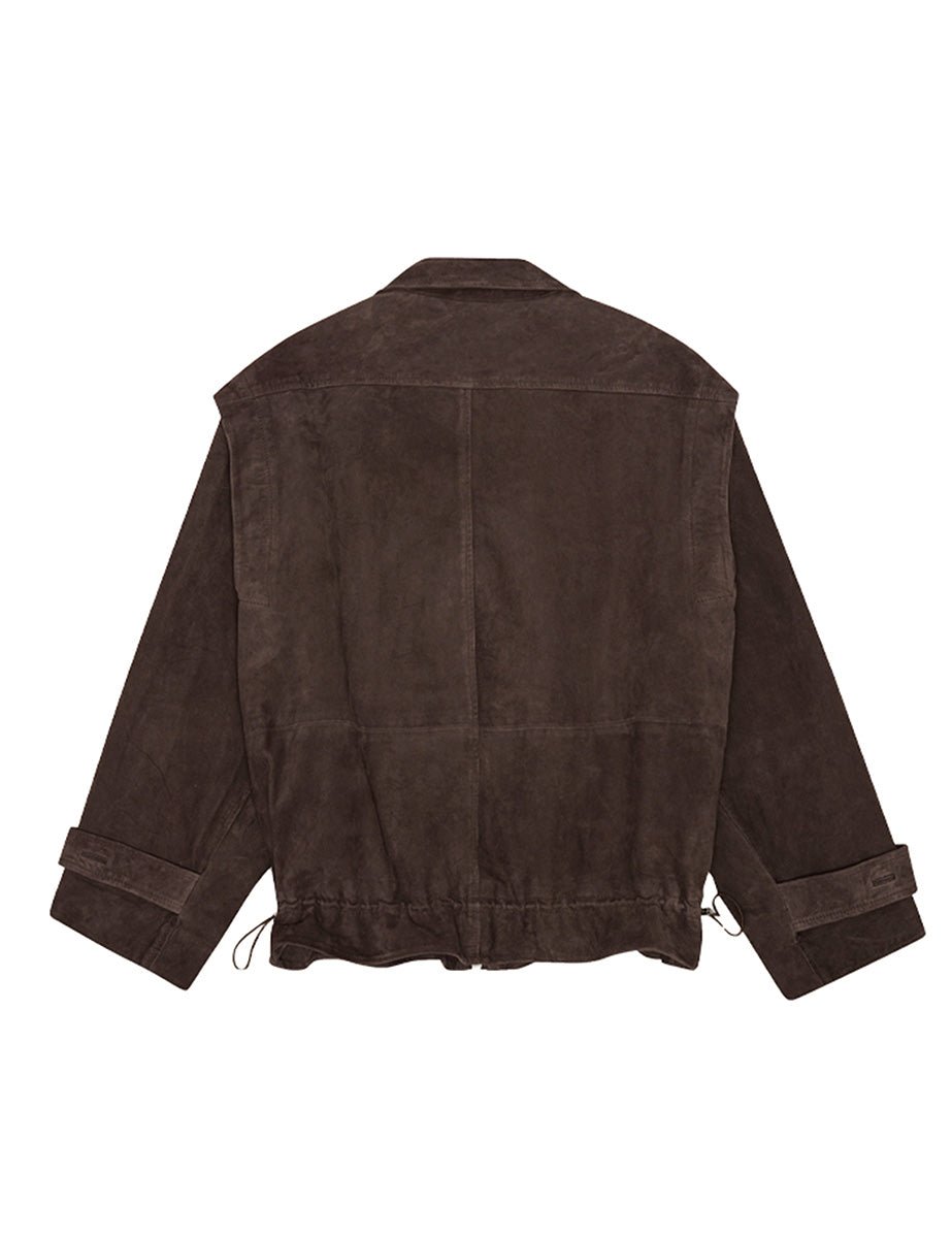 giacca oversize suede cioccolato - rotate - giacca