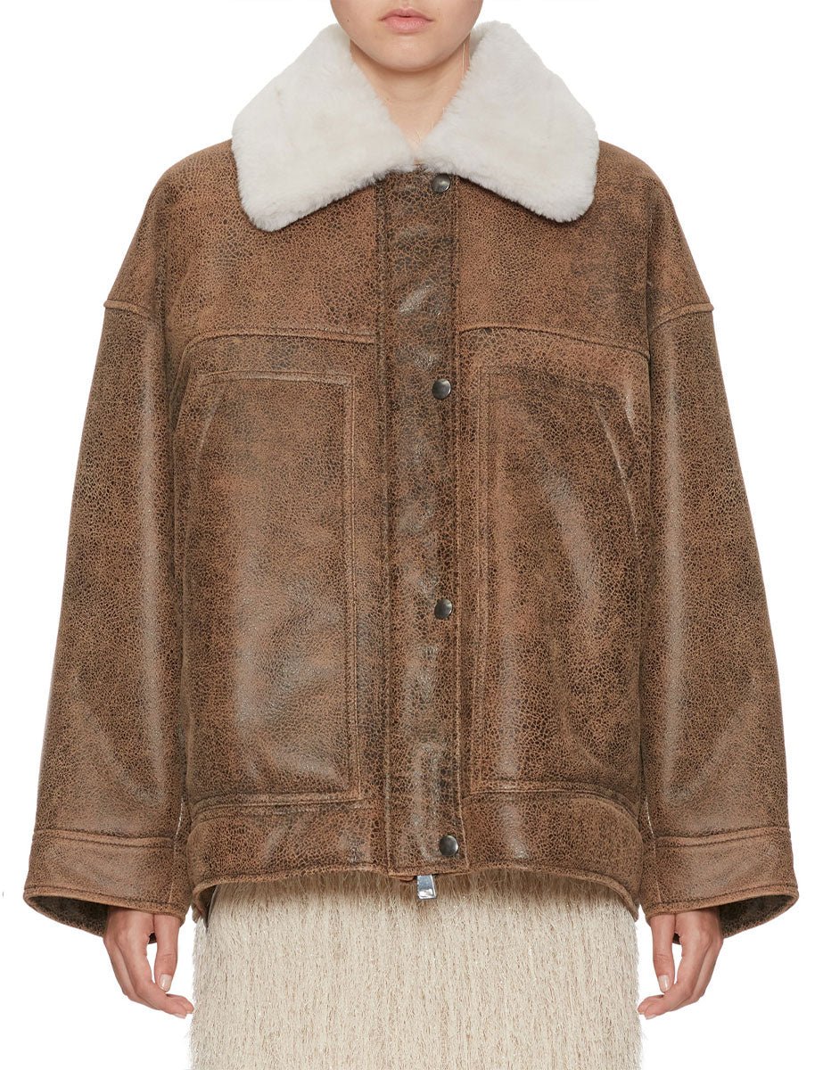 giacca shearling brown burro - blancha - giacca