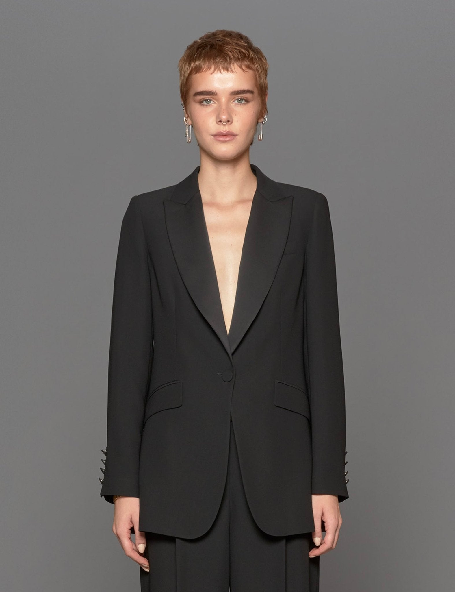 giacca smoking satin nero - Frida SRL