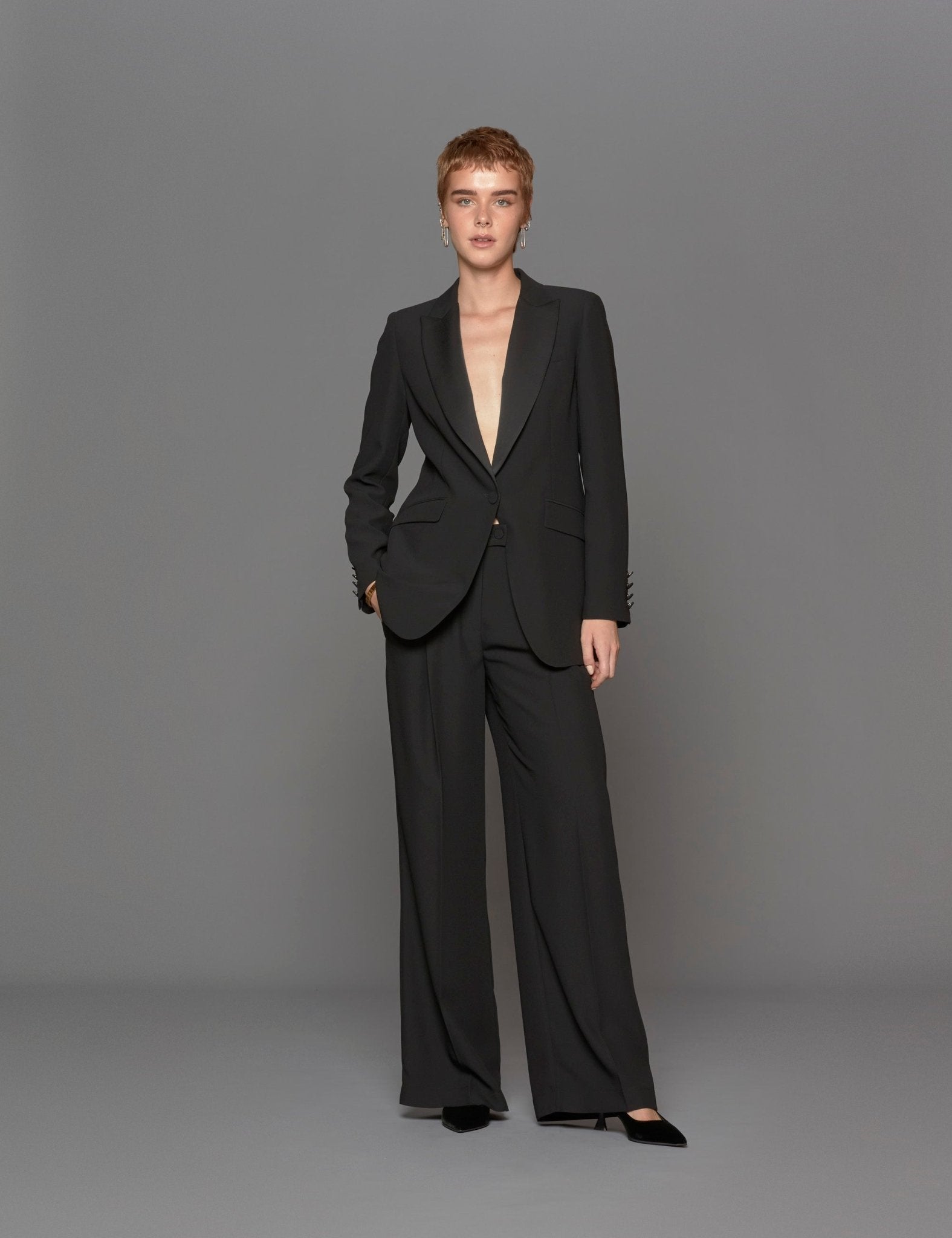 giacca smoking satin nero - Frida SRL