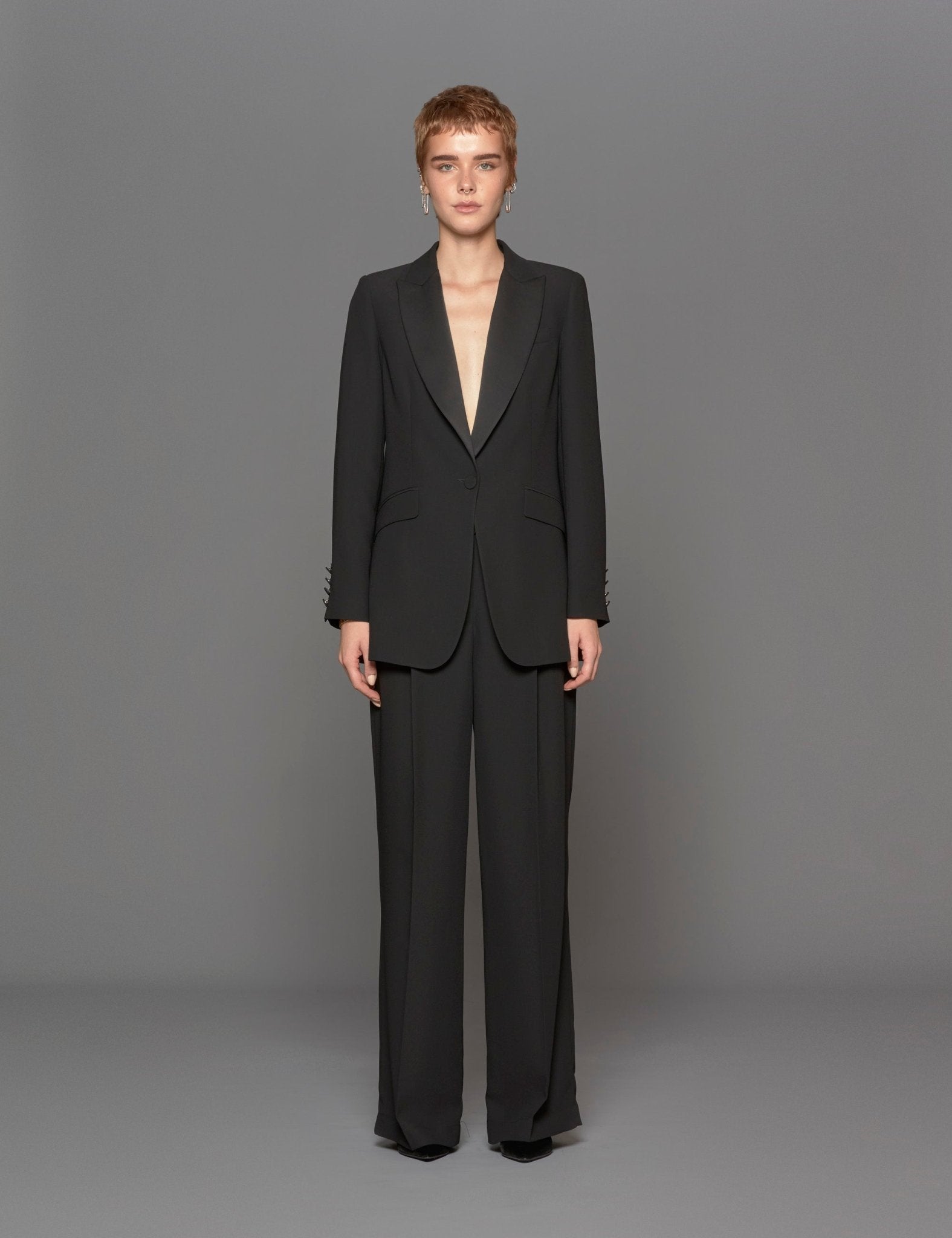 giacca smoking satin nero - Frida SRL