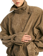 giacca suede oversize morel - rotate - giacca