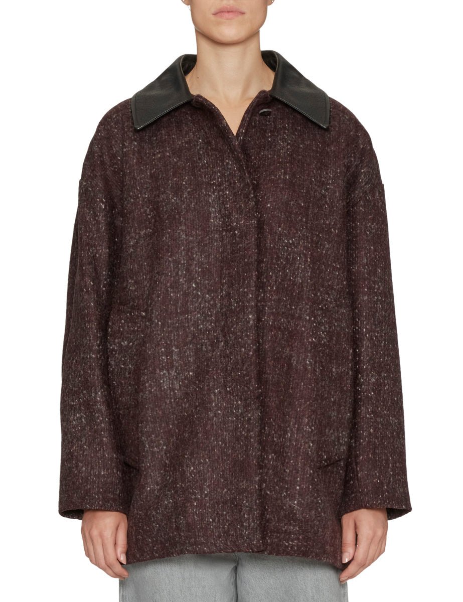 giacca tweed collo pelle uva - alysi - giacca