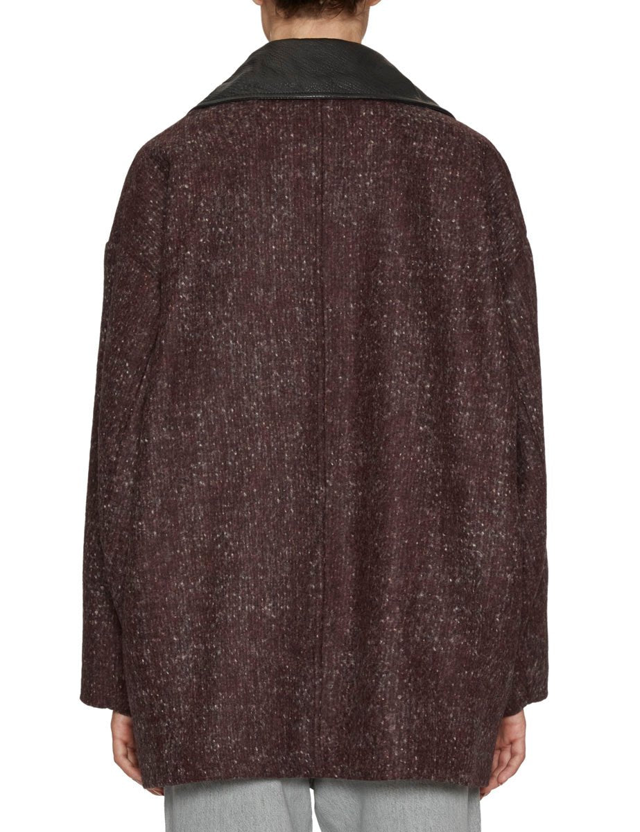 giacca tweed collo pelle uva - alysi - giacca
