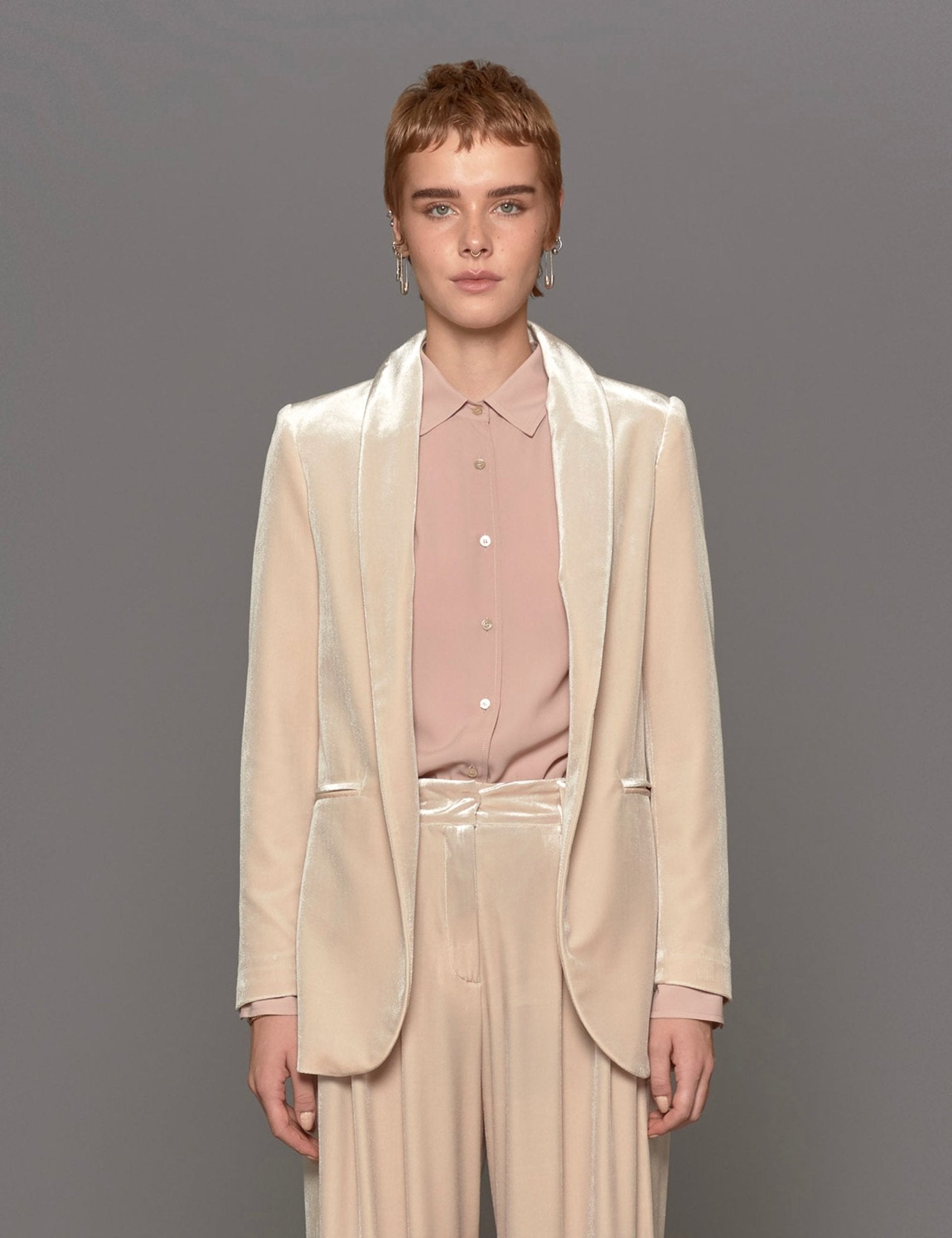 giacca velluto liscio beige - blufrida - blazer