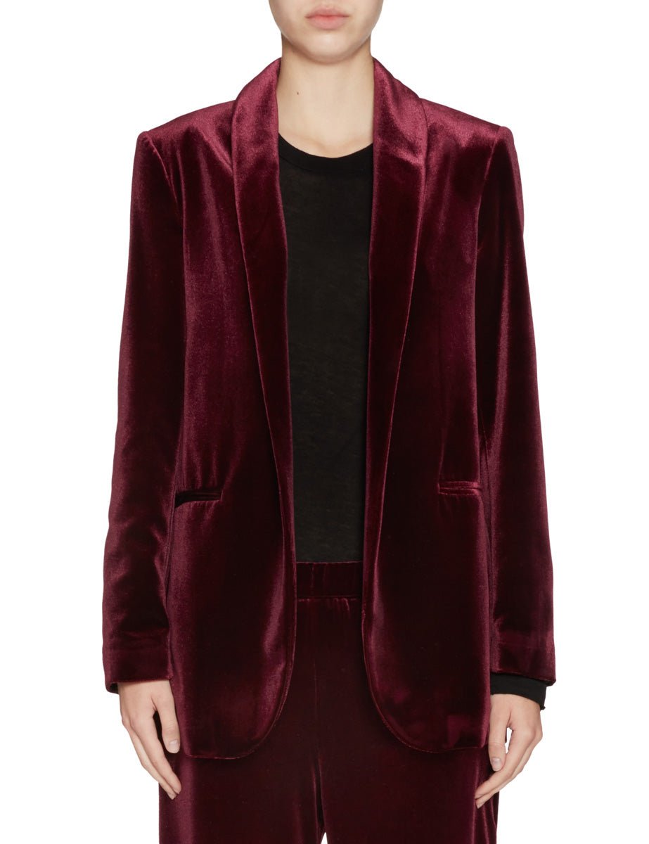 giacca velluto liscio sciallata bordeaux - blufrida - giacca