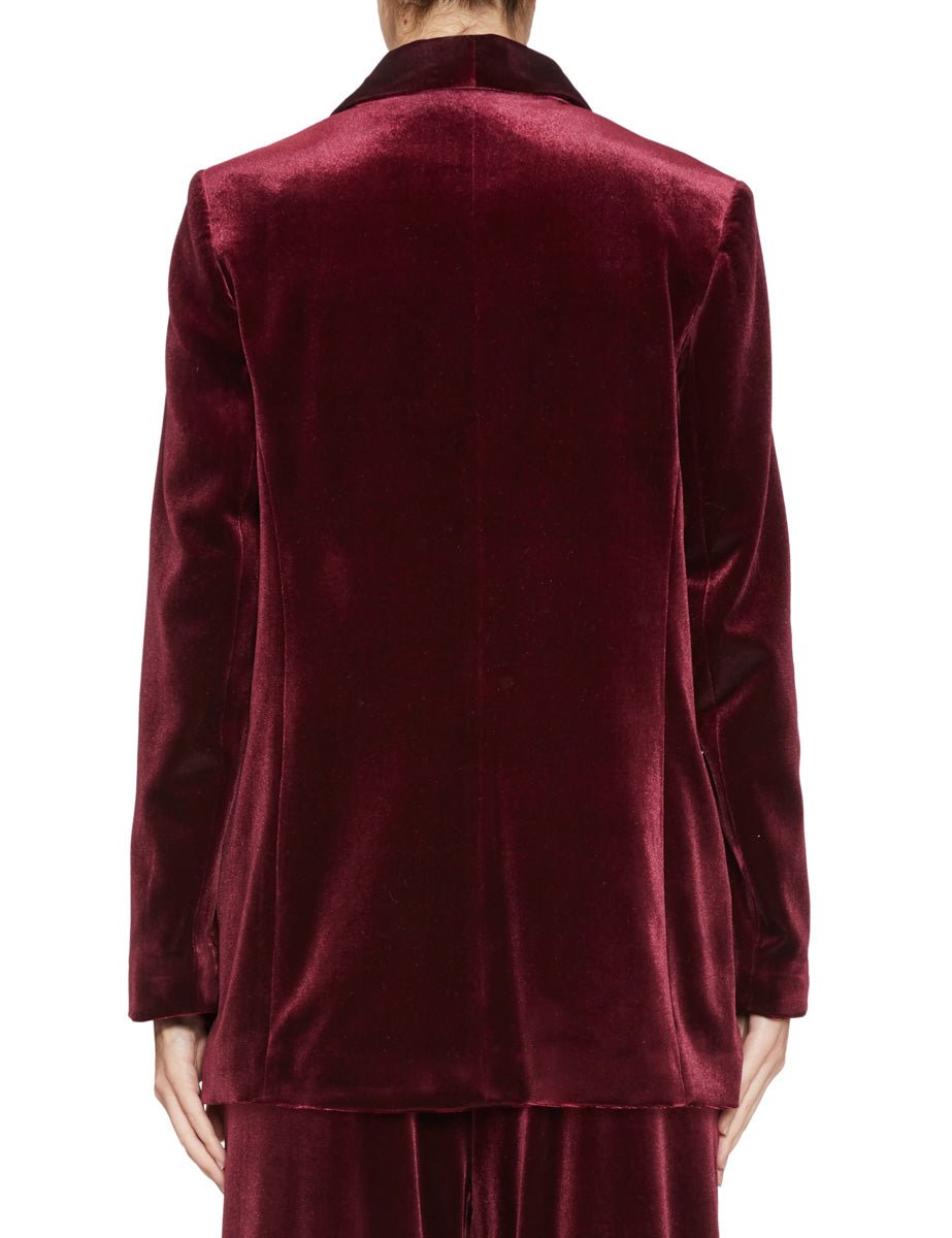 giacca velluto liscio sciallata bordeaux - blufrida - giacca