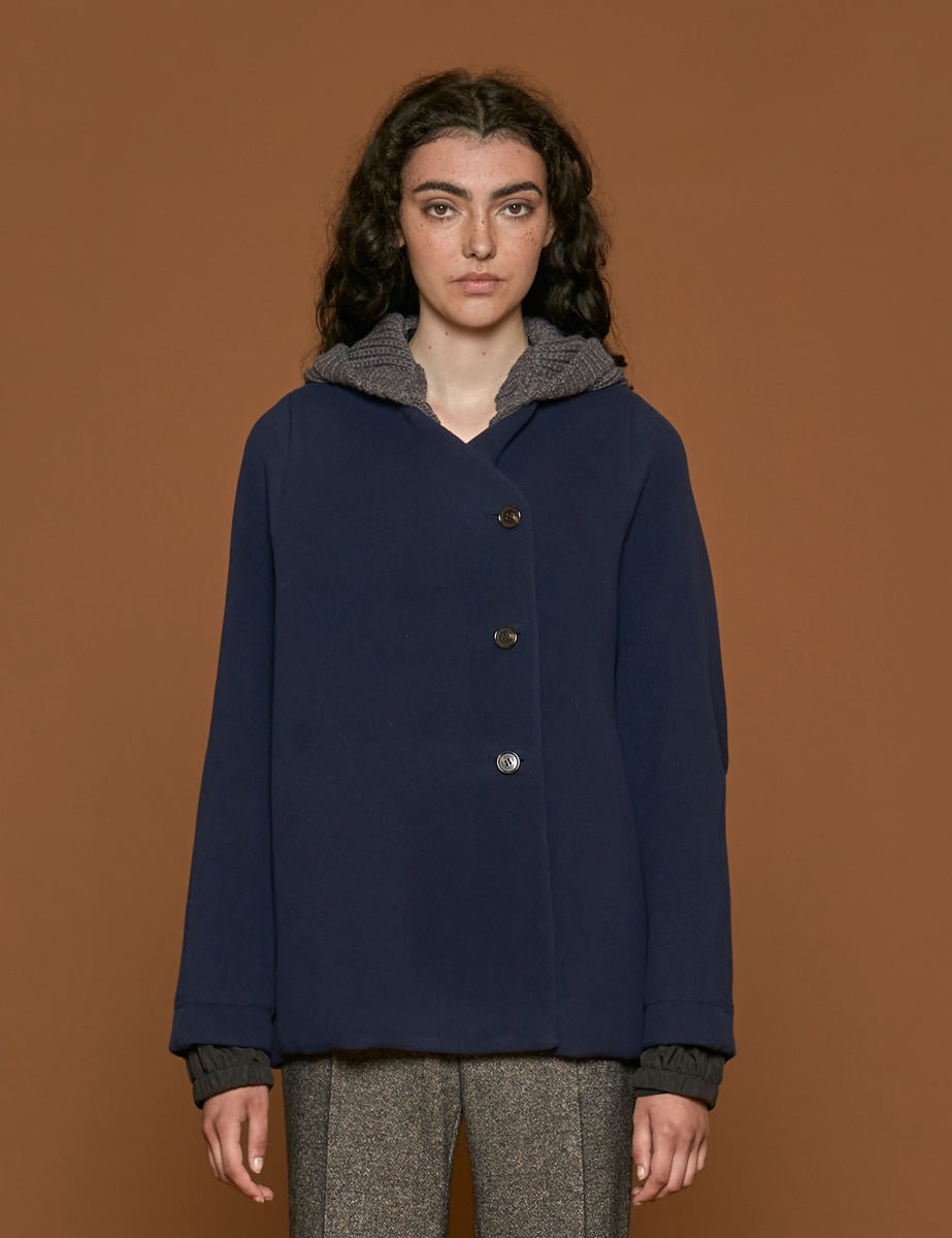 giacca velour blu - Frida SRL