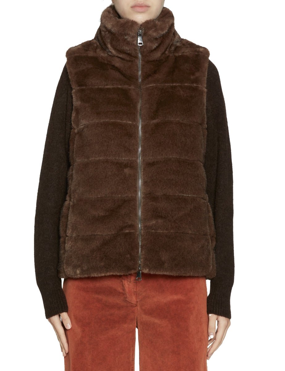 gilet ecopelliccia moro - blufrida - gilet