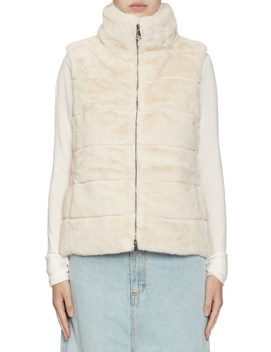 gilet ecopelliccia panna - blufrida - gilet