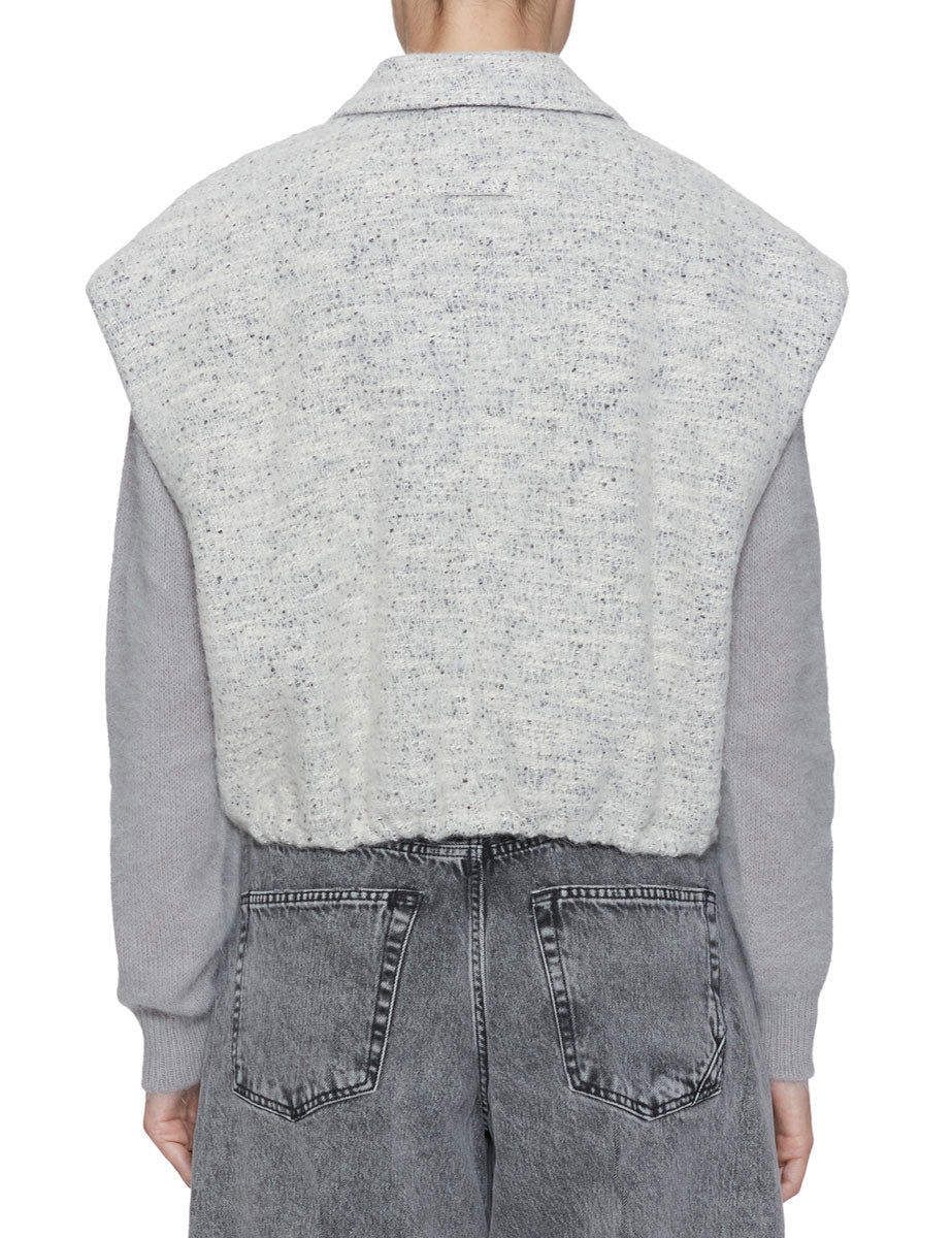 gilet lana revers panna grigio - alysi - gilet
