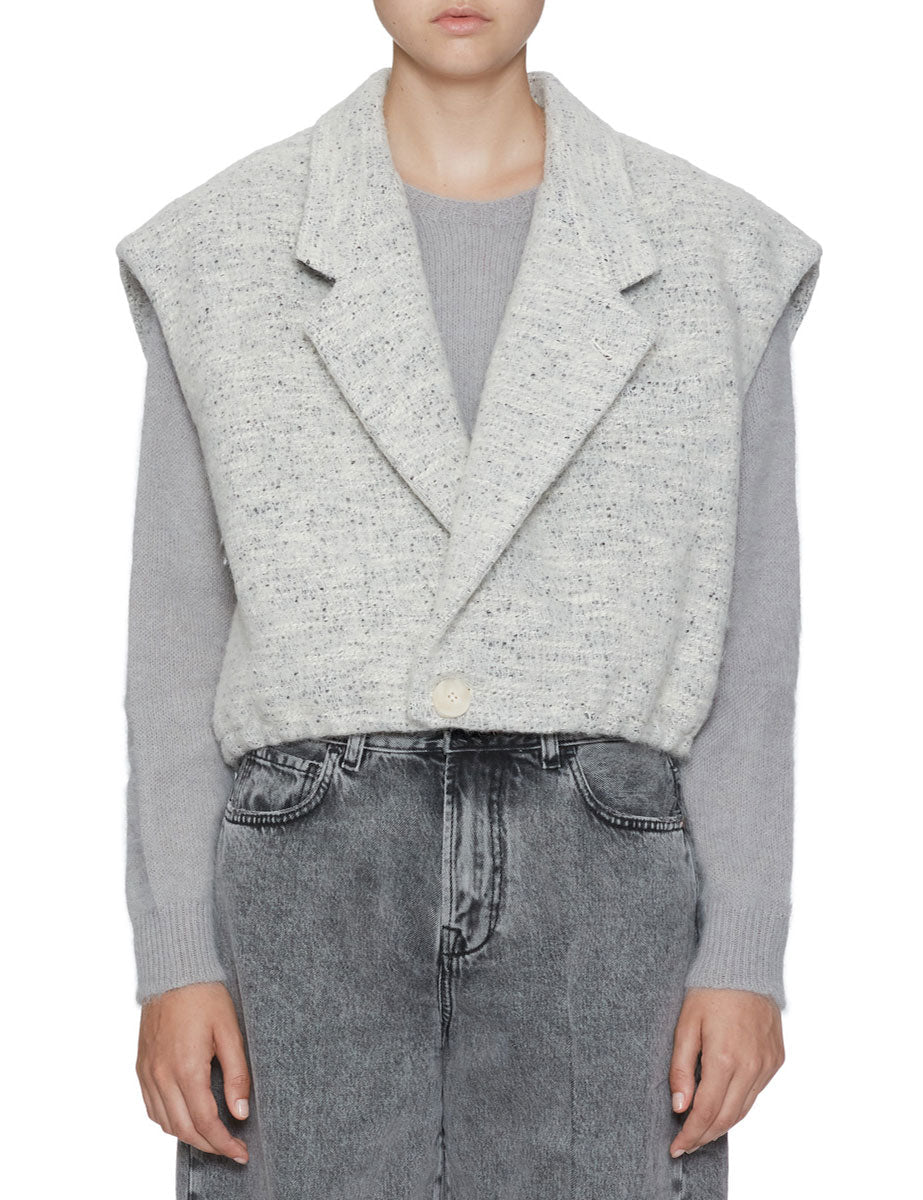 gilet lana revers panna grigio - alysi - gilet