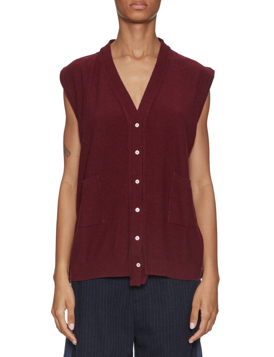 gilet maddy lana cashmere collo staccabile bordeaux - jejia - gilet