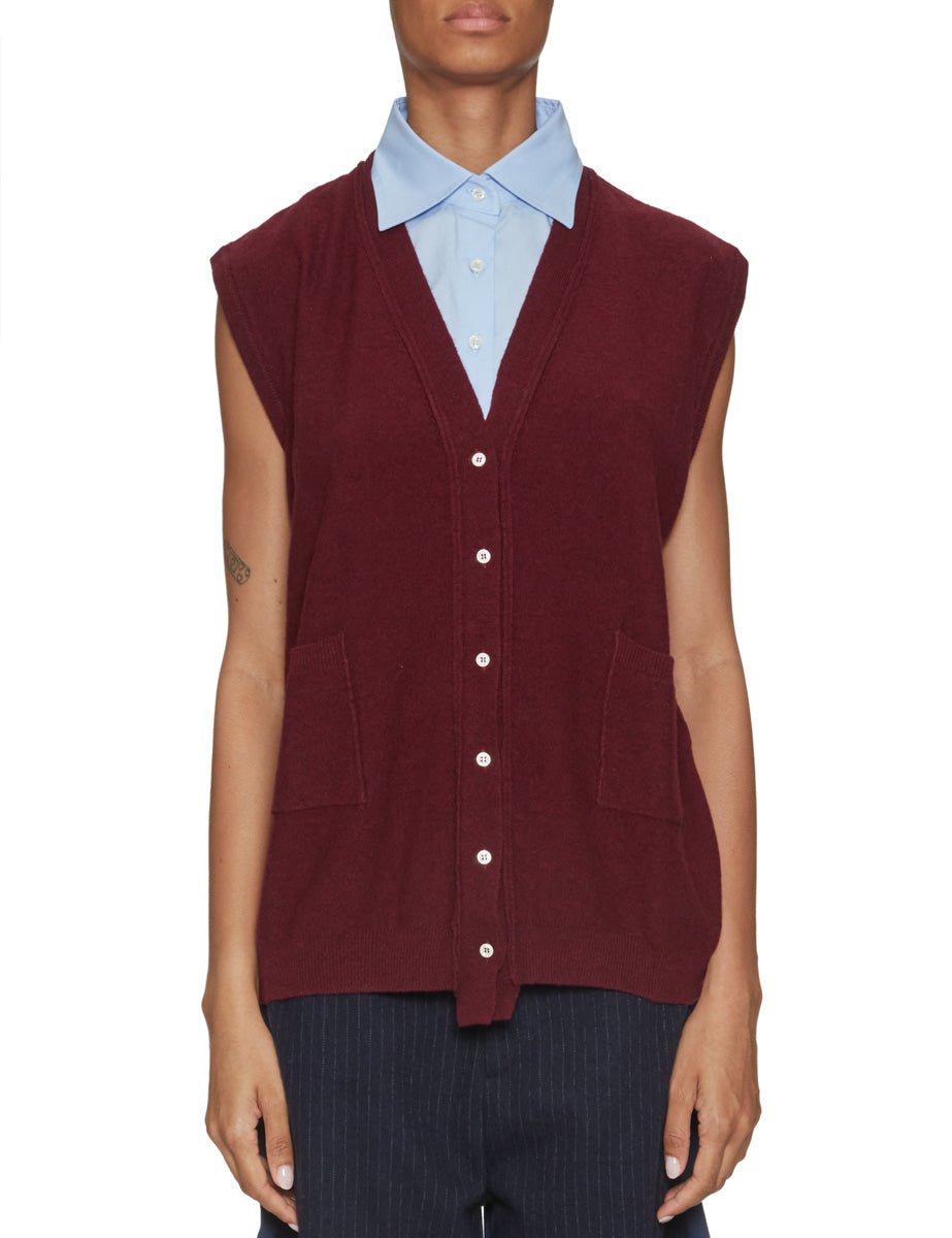 gilet maddy lana cashmere collo staccabile bordeaux - jejia - gilet