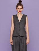 gilet monopetto gessato antracite - blufrida - gilet