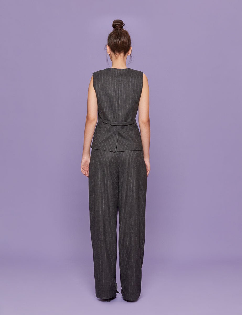 gilet monopetto gessato antracite - blufrida - gilet