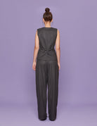 gilet monopetto gessato antracite - blufrida - gilet