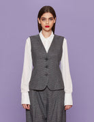 gilet pied de poule grigio - Frida SRL