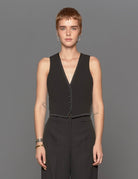 gilet piping nero - Frida SRL
