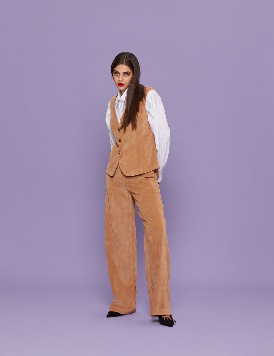 gilet velluto rocciatore camel - blufrida - gilet