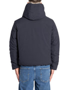 giubbotto cappuccio double ezra blu nero - save the duck - giacca
