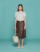 gonna aline leather dark brown - tibi - gonna
