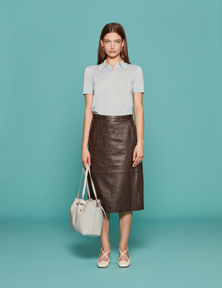 gonna aline leather dark brown - tibi - gonna