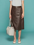 gonna aline leather dark brown - tibi - gonna