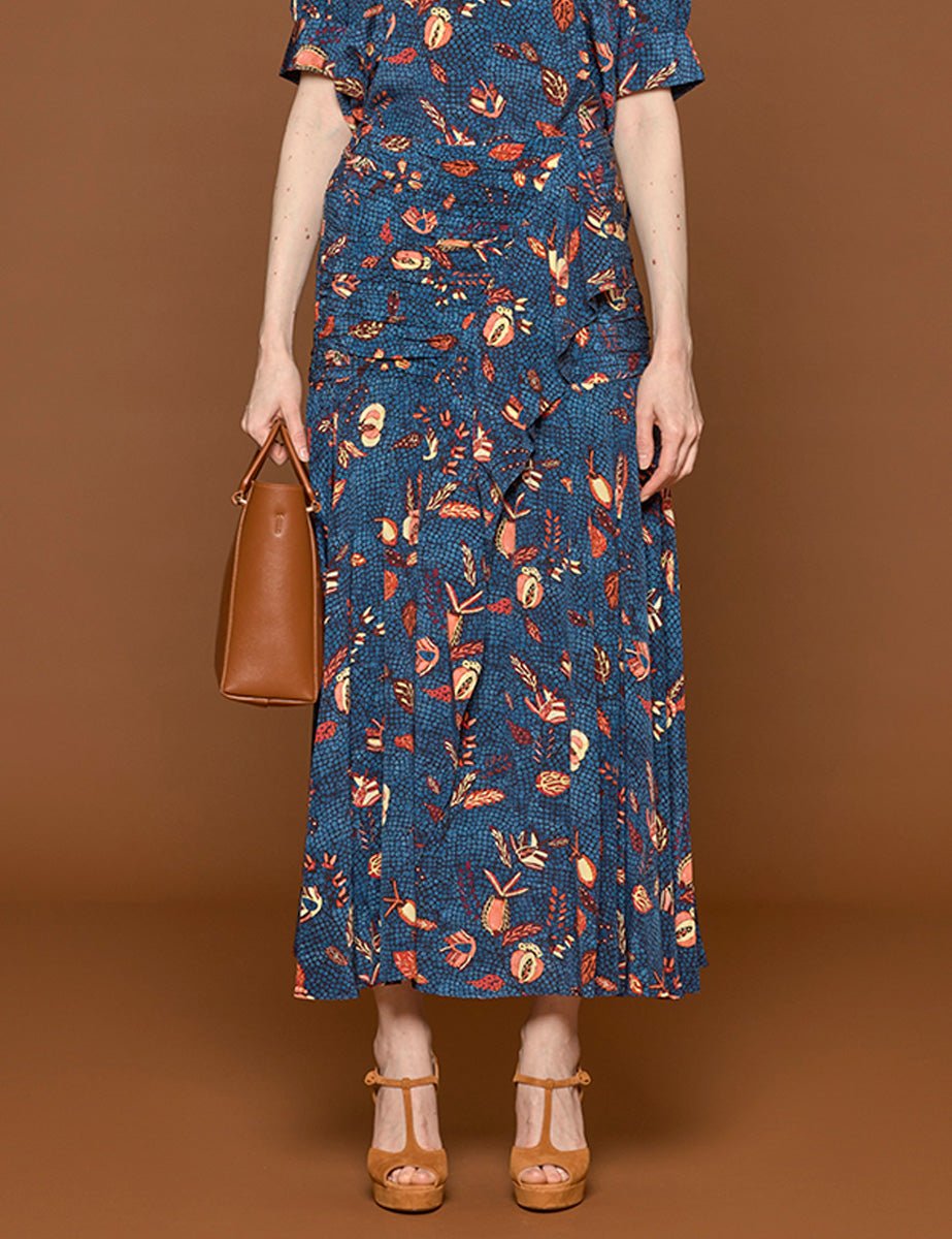 gonna georgina botanical batik blue dahlia - ulla johnson - gonna