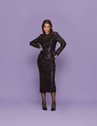 gonna loungette pizzo paillettes nero - Frida SRL