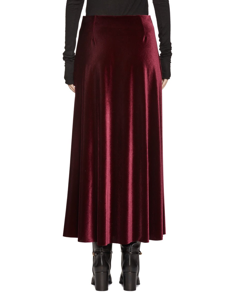 gonna lunga velluto liscio bordeaux - blufrida - gonna