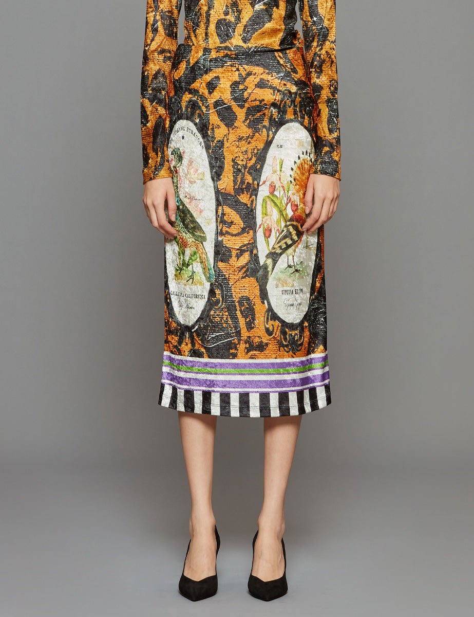 gonna midi giallo nero - Frida SRL