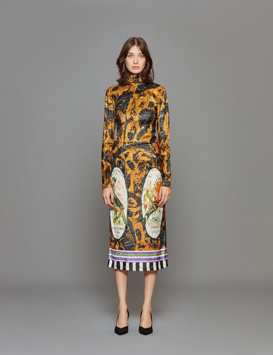 gonna midi giallo nero - Frida SRL